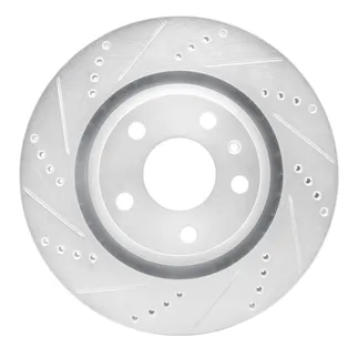 R1 Concepts EDZ-73055L Brake Rotor Drilled and Slotted Silver
